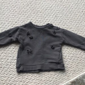 Zara Baby dark gray bow sweatshirt 9/12m